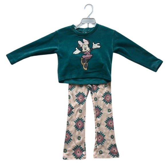 Disney Minnie Mouse 2-Piece Outfit Set Sweater & Flare Aztec Pants Girls 4T - Picture 1 of 6